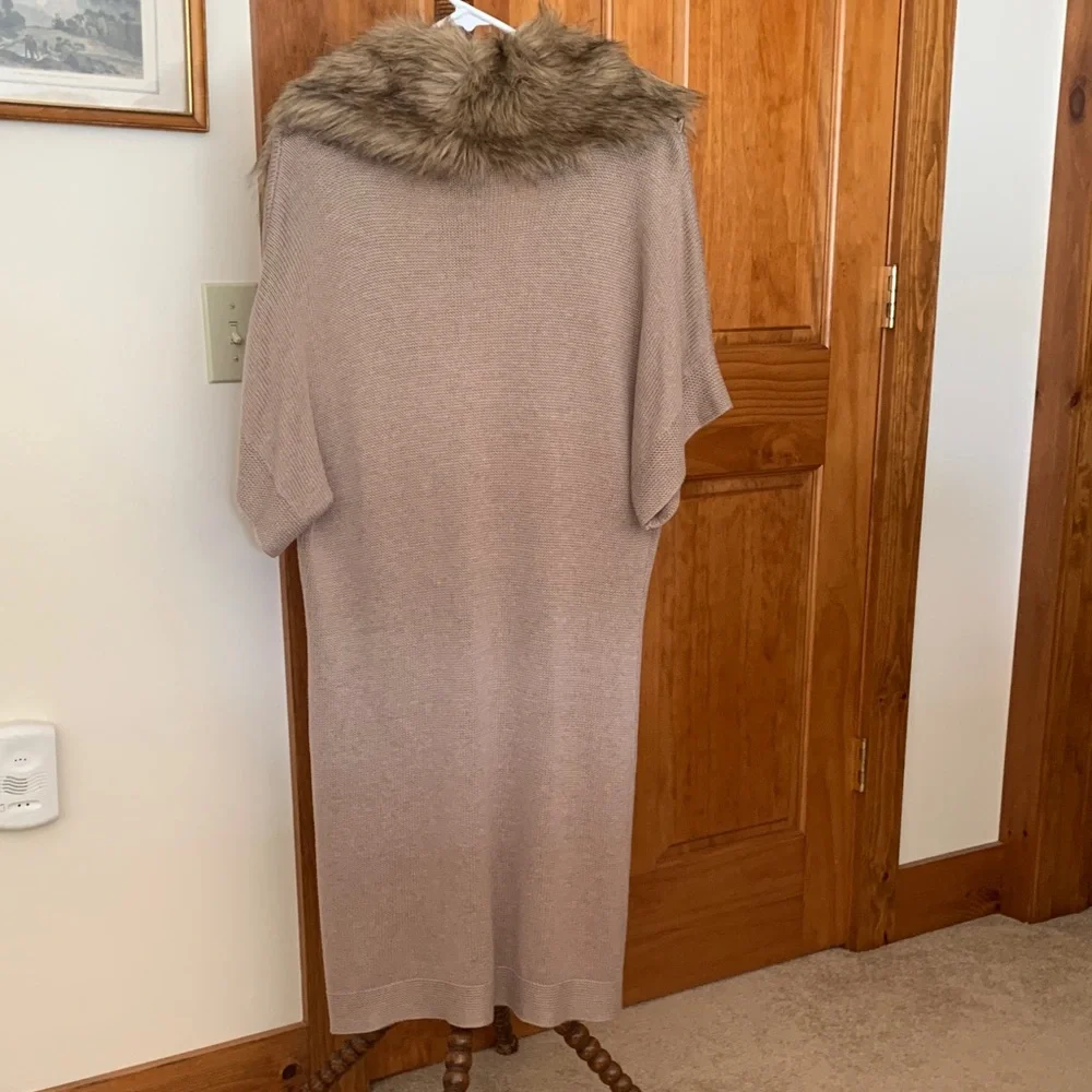 Chico's Brown Sweater with Faux Fur Collar - Picture 5 of 7